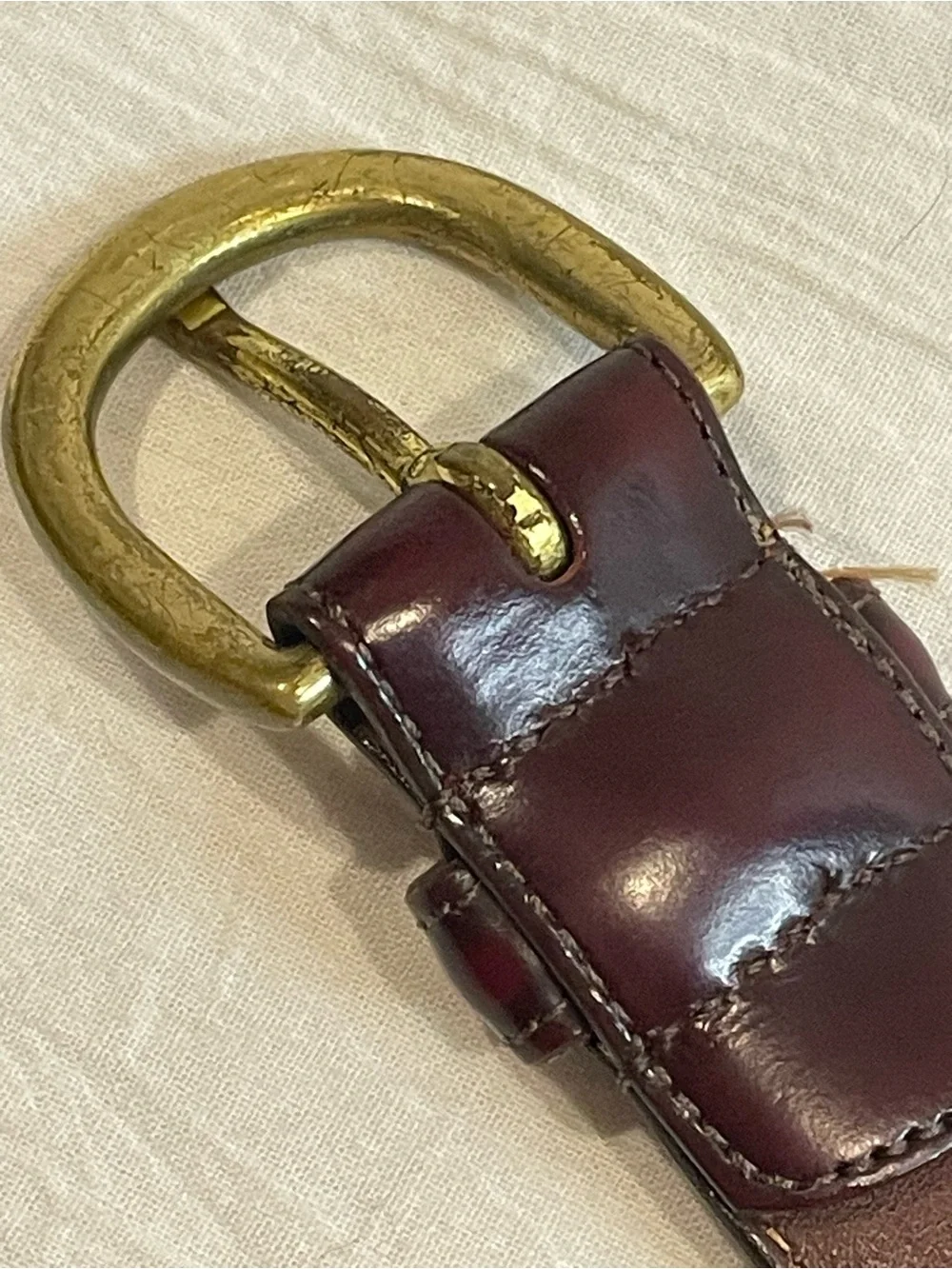 Vintage Coach Burgundy Leather Belt Brass Buckle USA Made Size 34 Unisex
